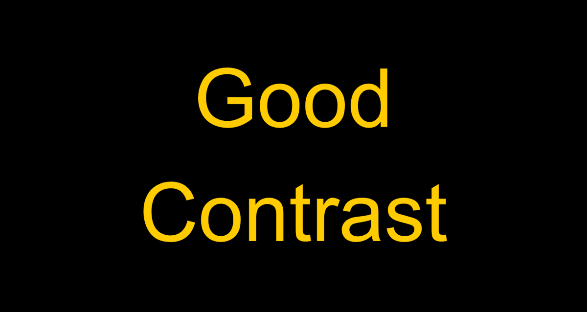 Sample slide with good contrast - black with gold text