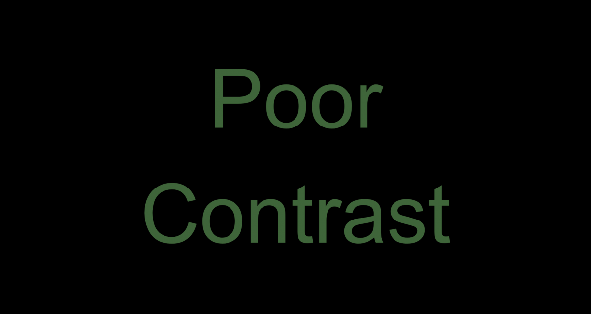Sample slide with poor contrast - black with green text